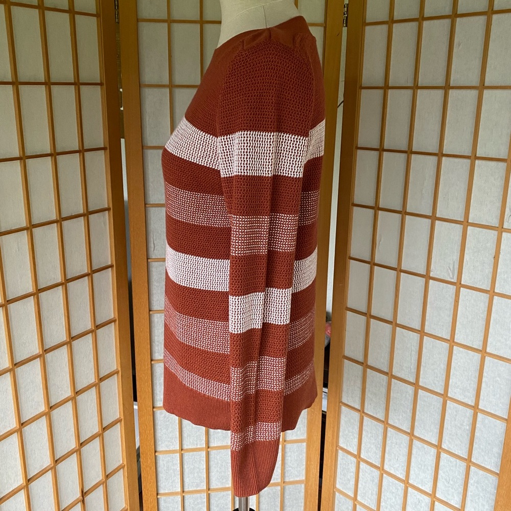 Market & Spruce Striped Weave Rust Sweater SZ M - Picture 11 of 13